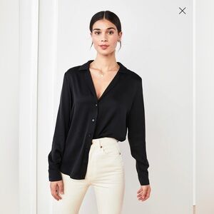 Quince Washable Stretch Silk Notch Collar Blouse